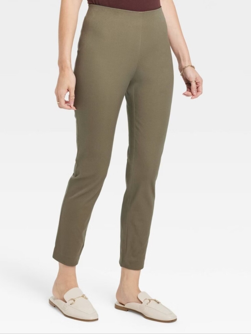 Women's Bi-Stretch Skinny Pants - A New Day Olive 2
